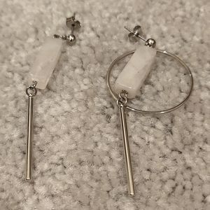 Never worn surgical steel geometry earrings